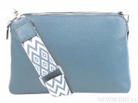 Svetlo modr crossbody dmska kabelka s tromi sekciami Jessica