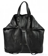 Pierre Cardin Kožená velká dámská kabelka do ruky / batoh černá