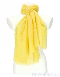 Dámský letní jednobarevný šátek s puntíky 180x69 cm žlutá