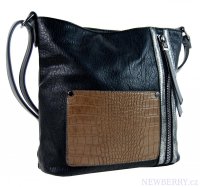 Dmska crossbody kabelka s elnou kroko kapsikou F-014 ierna