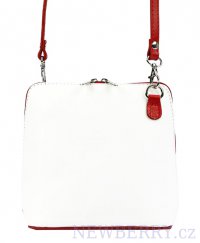 Kožená malá dámská crossbody kabelka bílo-červená