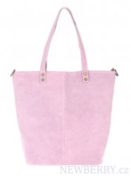 Kožená velká růžová broušená praktická dámská kabelka