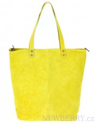 Kožená velká žlutá broušená praktická dámská kabelka