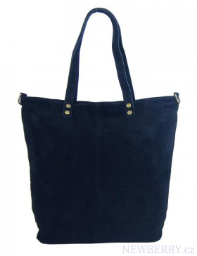 Kožená velká tmavě modrá broušená praktická dámská kabelka
