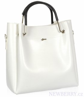 Bílá moderní dámská kabelka s černými ručkami S728 GROSSO