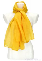 Dámský letní jednobarevný šátek 181x76 cm žlutá