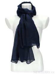 Dámský letní šátek jednobarevný 183x77 cm tmavě modrá