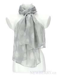 Dámský letní jednobarevný šátek se srdíčky 170x77 cm šedá