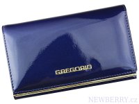 Gregorio modrá lakovaná dámská kožená peněženka v dárkové krabičce