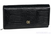GROSSO Kožená dámská peněženka v kroko motivu RFID černá v dárkové krabičce