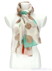 Letní dámský barevný šátek s puntíky 180x72 cm meruňková