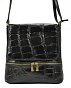 Kožená dámská crossbody kabelka v kroko designu černá
