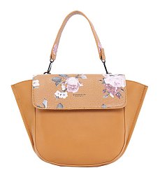 DIANA & CO Květinová dámská taška s klopou hořčicově žlutá