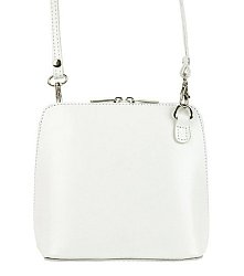 Kožená malá dámská crossbody kabelka bílá