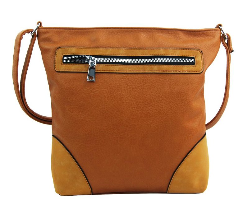 Středně velká hnědo-okrová crossbody dámská kabelka NH8123