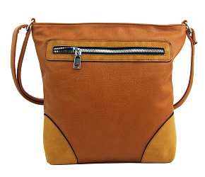 Středně velká hnědo-okrová crossbody dámská kabelka NH8123