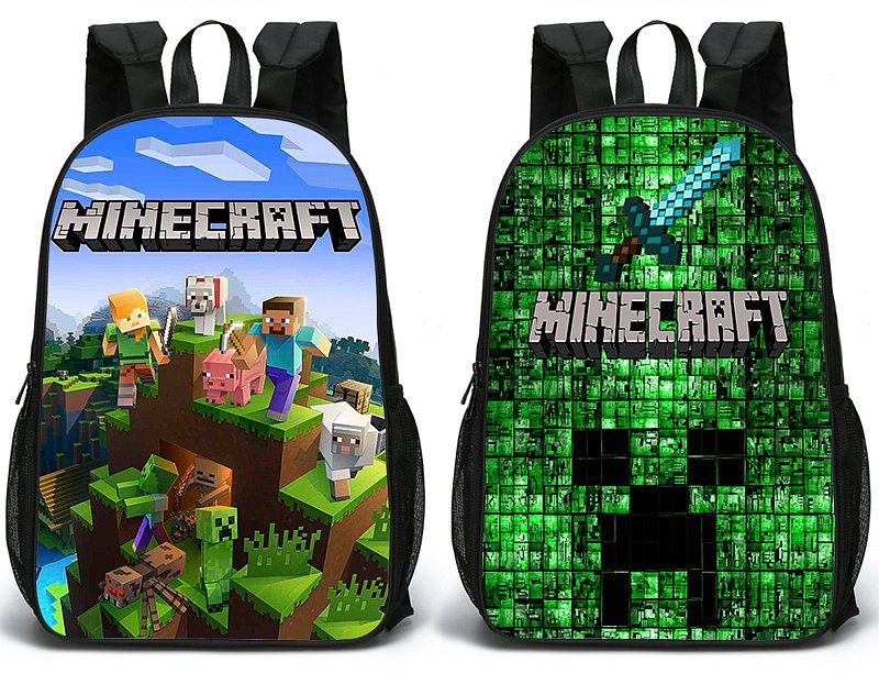 2 Oboustranný studentský batoh s potisky Minecraft vzor 1