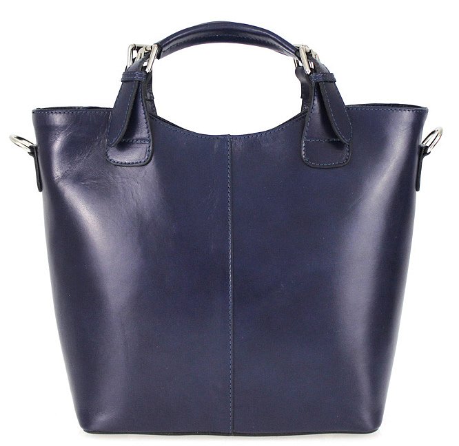 Velká kožená dámská shopper kabelka modrá