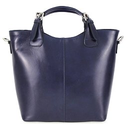 Velká kožená dámská shopper kabelka modrá