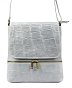 Kožená dámská crossbody kabelka v kroko designu světle šedá