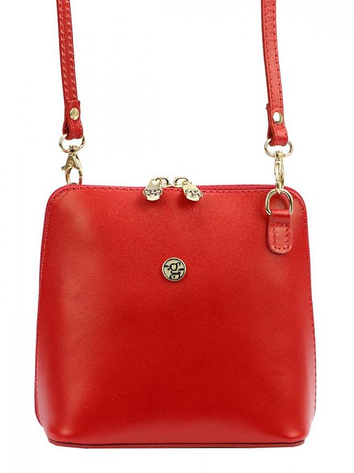 GREGORIO Kožená malá dámská crossbody kabelka červená