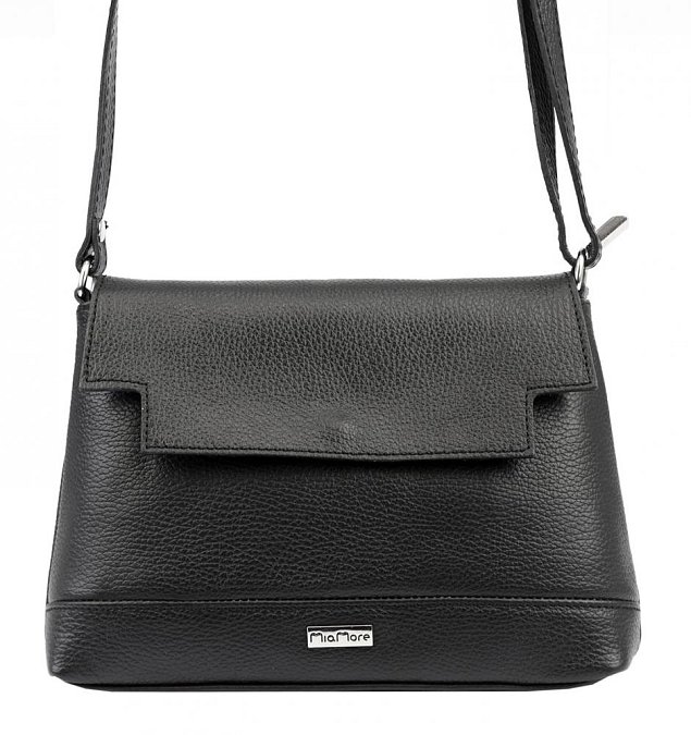 MiaMore Kožená crossbody dámská kabelka černá 01-017