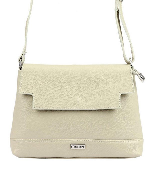 MiaMore Kožená crossbody dámská kabelka béžová 01-017