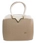 Elegantní lakovaná kroko kabelka S482 béžová - latté GROSSO