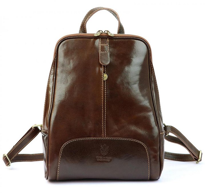 Kožený hnědý dámský batoh Florence