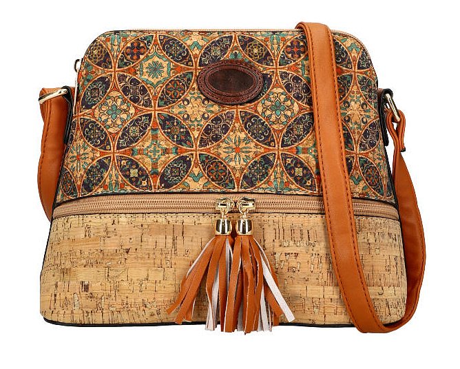 Crossbody dámská kabelka v korkovém designu T8297 typ 9