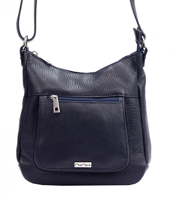 MiaMore Kožená crossbody dámská kabelka tmavě modrá