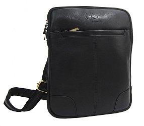 GROSSO Kožená pánská crossbody taška  22x28x6 cm černá
