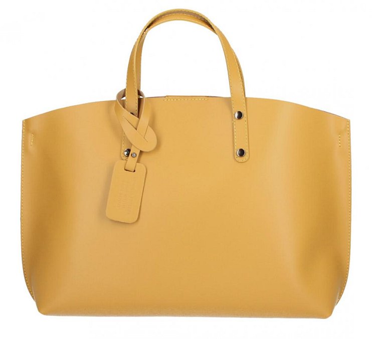 Kožená velká hořčicově žlutá dámská kabelka Casilda