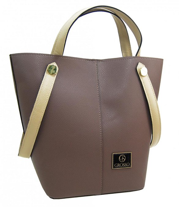 Hnědo-béžová s fialovým nádechem shopper dámská kabelka S683 GROSSO