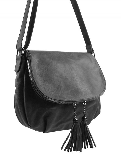 Crossbody dámská měkká kabelka tmavě šedá