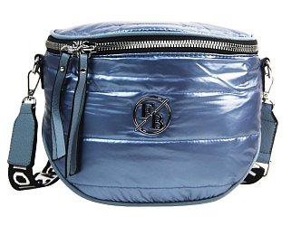 Moderní dámská crossbody kabelka / ledvinka metalická světle modrá