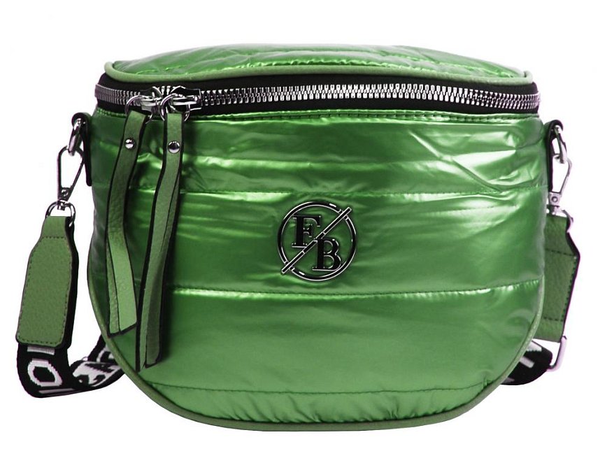 Moderní dámská crossbody kabelka / ledvinka metalická zelená