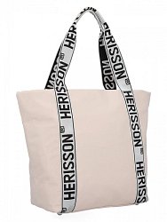 Velká dámská nylonová shopper kabelka přes rameno béžová