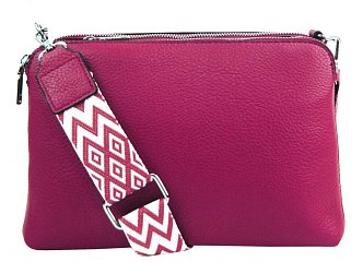 Fuchsiově růžová crossbody dámská kabelka se třemi sekcemi Jessica