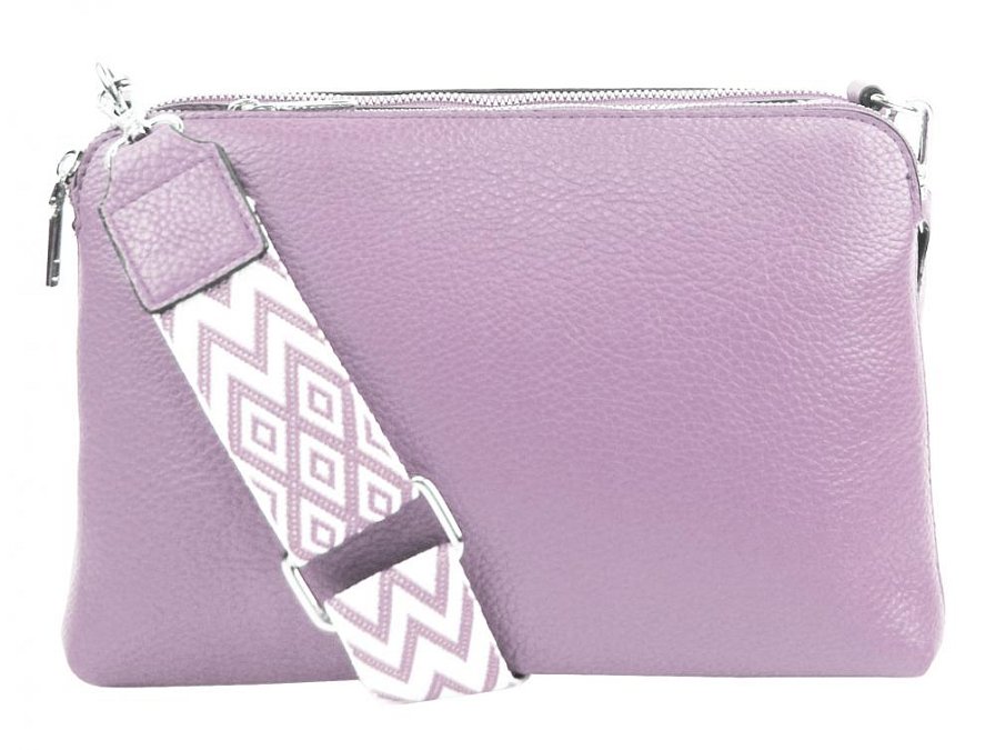Světle fialová crossbody dámská kabelka se třemi sekcemi Jessica