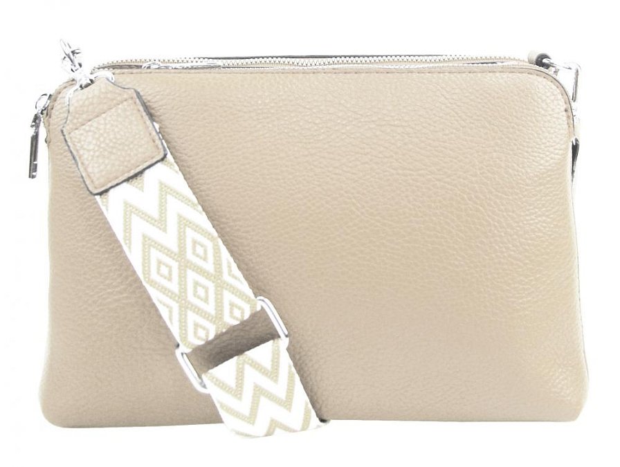 Krémová crossbody dámská kabelka se třemi sekcemi Jessica