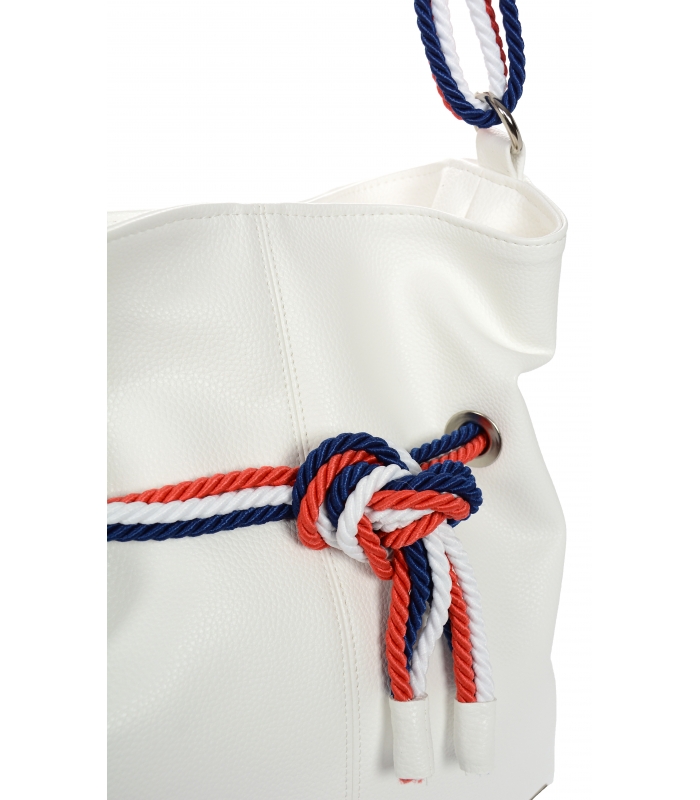 Bílá měkká kabelka přes rameno s lanovými držadly S761 GROSSO