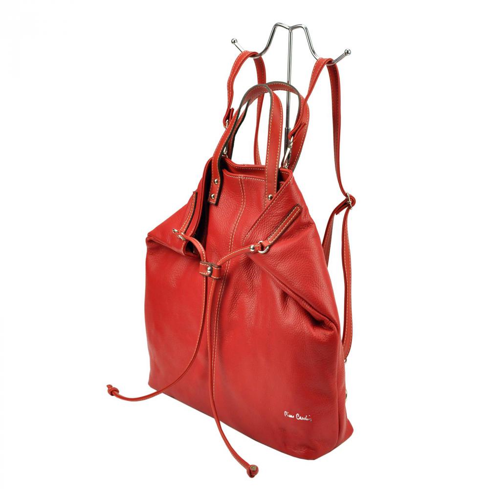 Pierre Cardin Kožená velká dámská kabelka do ruky / batoh béžová