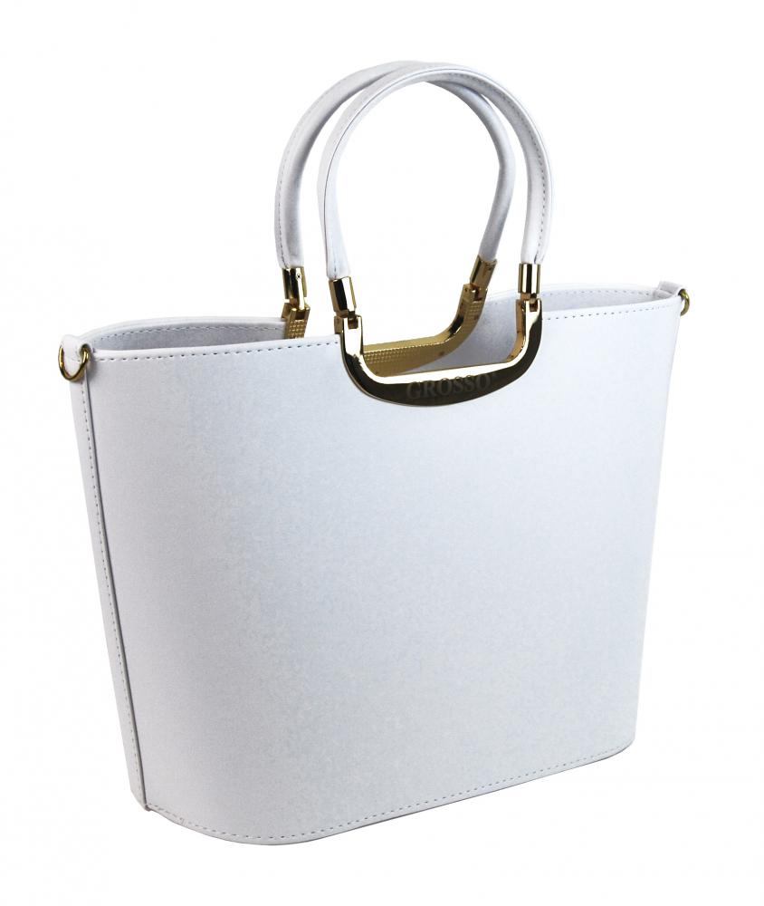Elegantná biela matná kabelka so zlatými doplnkami S7 GROSSO