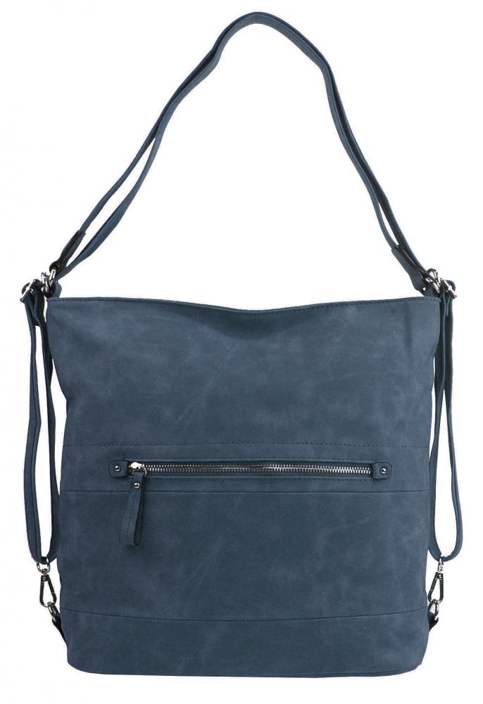 Velká dámská kabelka přes rameno / batoh modrá
