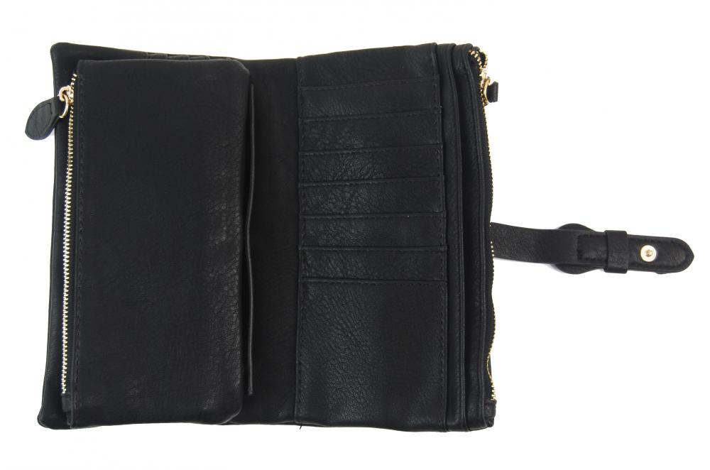 Prakticky priestranná rozložiteľná čierna dámska peňaženka