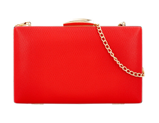 Luxusná červená dámska listová kabelka na retiazke DA2545