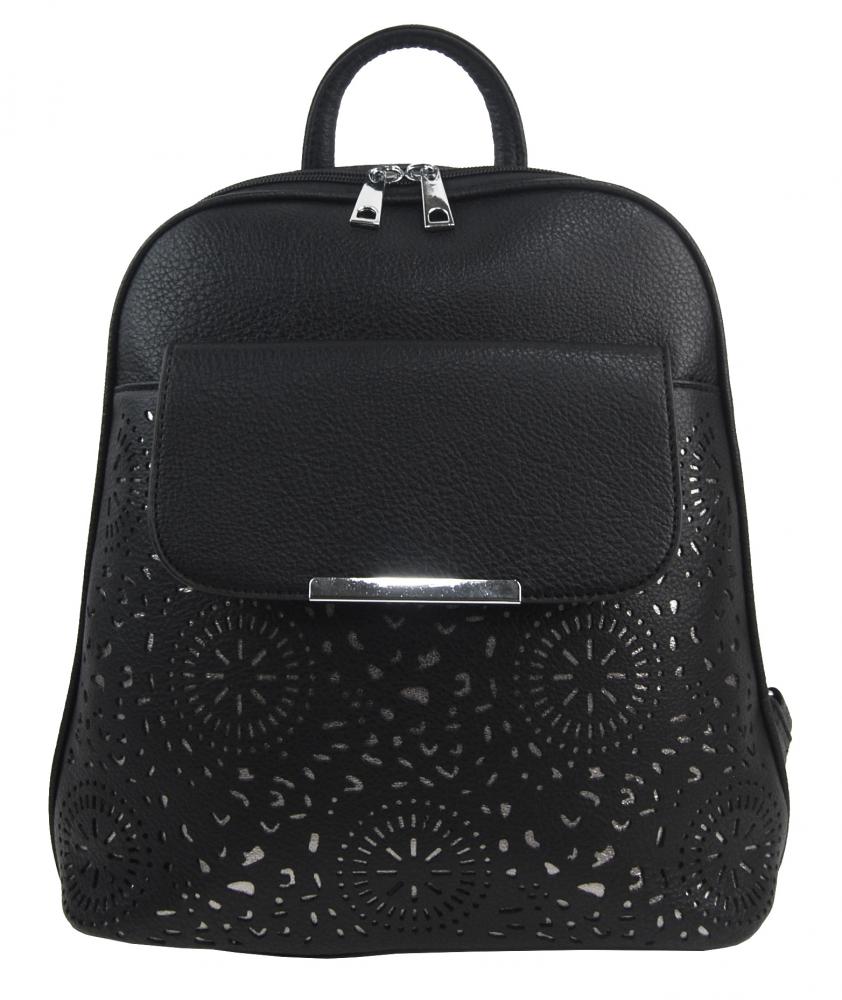 Čierny dámsky batôžtek / kabelka s čelným vreckom