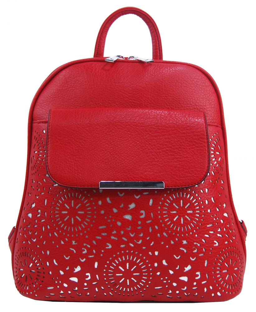 Mahel Červený dámský batůžek / kabelka s čelní kapsou