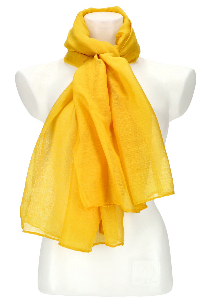 Dámska letná jednofarebná šatka 181x76 cm žltá
